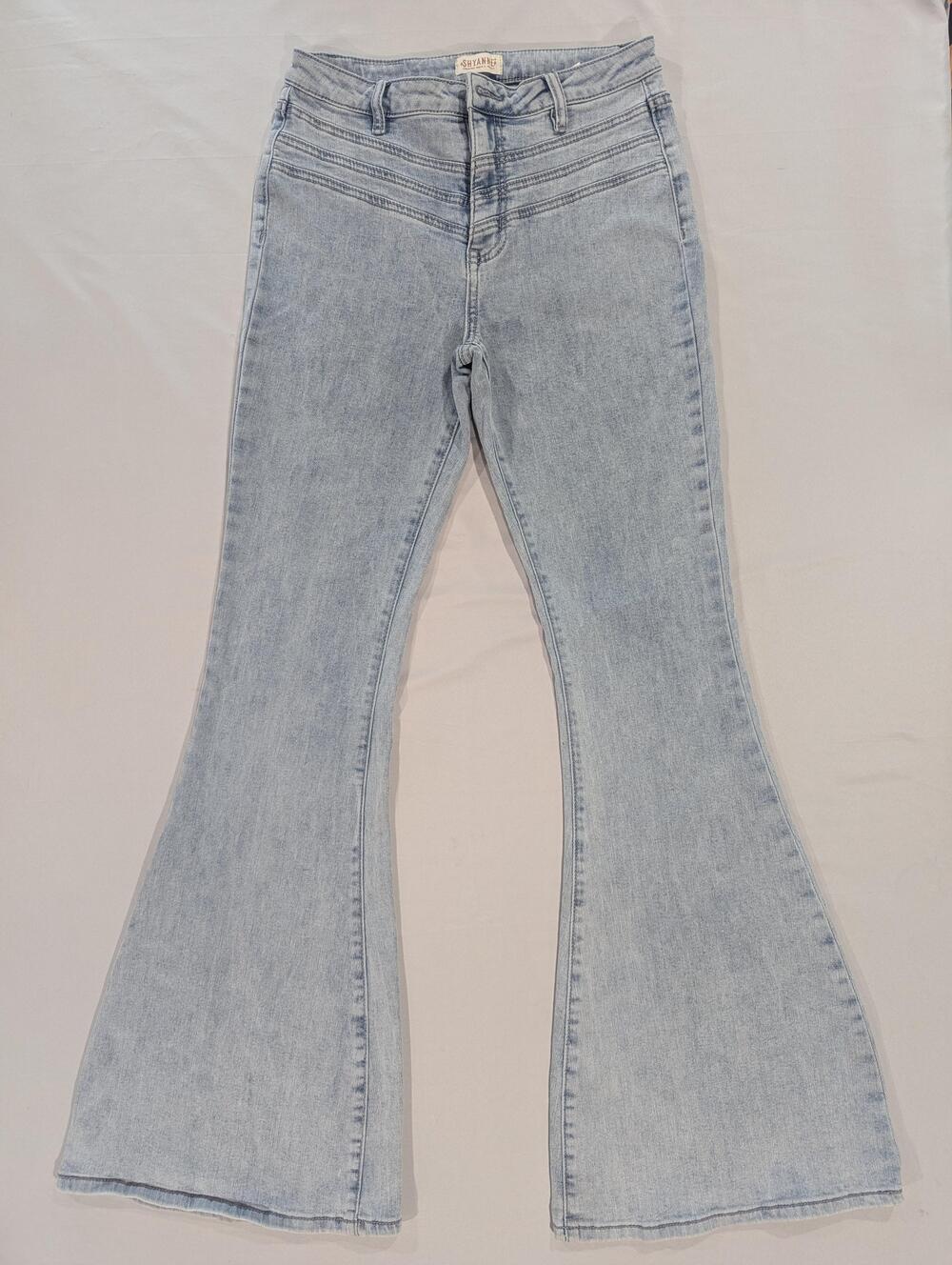 Shyanne Jeans Womens 31 Long Blue Light Wash High Rise Flare Stretch Denim